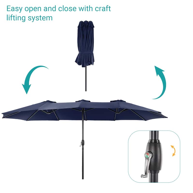 BONOSUKI 15x9ft Double-Sided Patio Umbrella Aluminum with Large Canopy