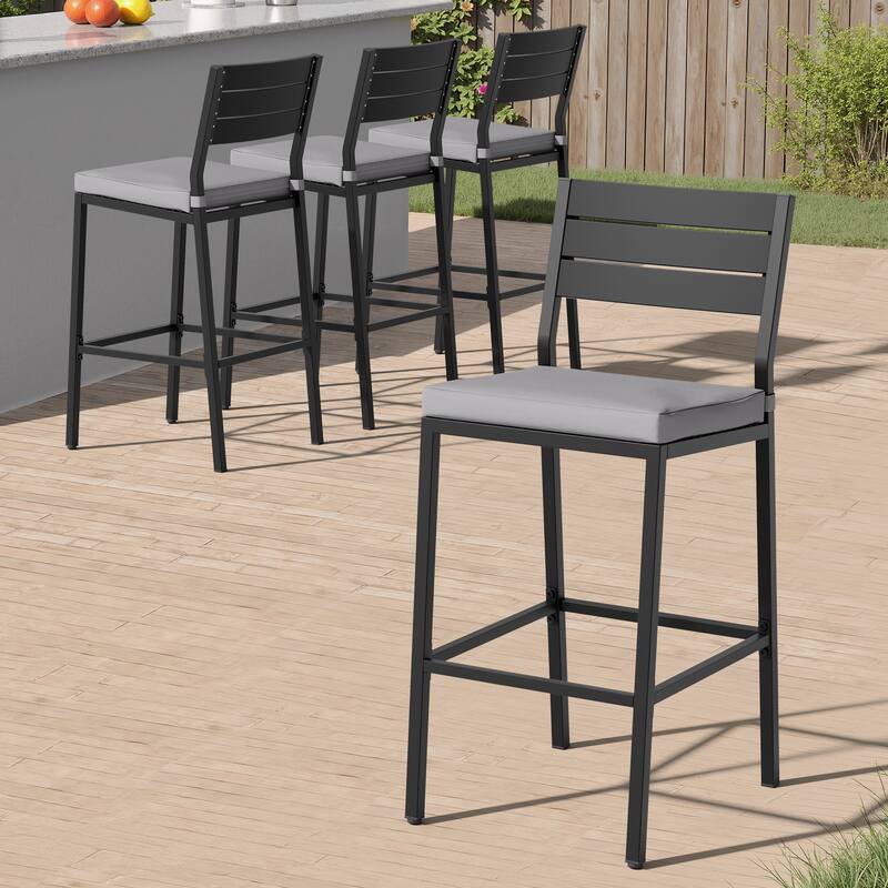 VredHom Outdoor Patio Barstools with Cushion - D 20.5 in. x W 17.3 in. x H 40.2 in.