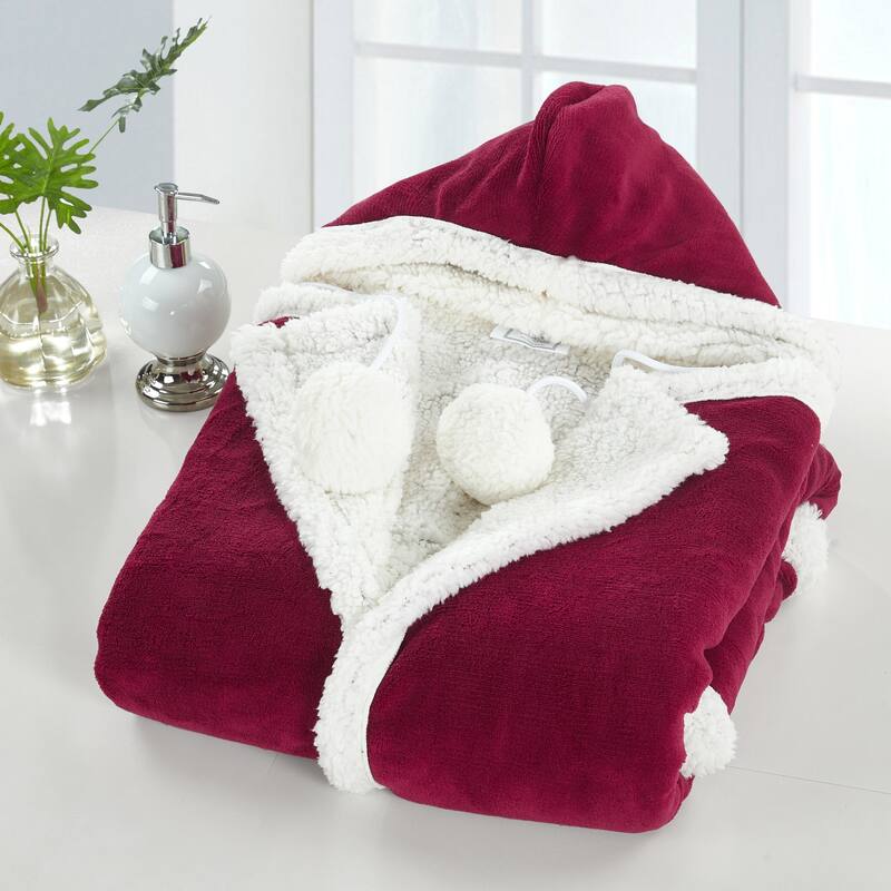 Chic Home Reyn Snuggle Hoodie Ultra Plush Micromink Wearable Blanket - Red