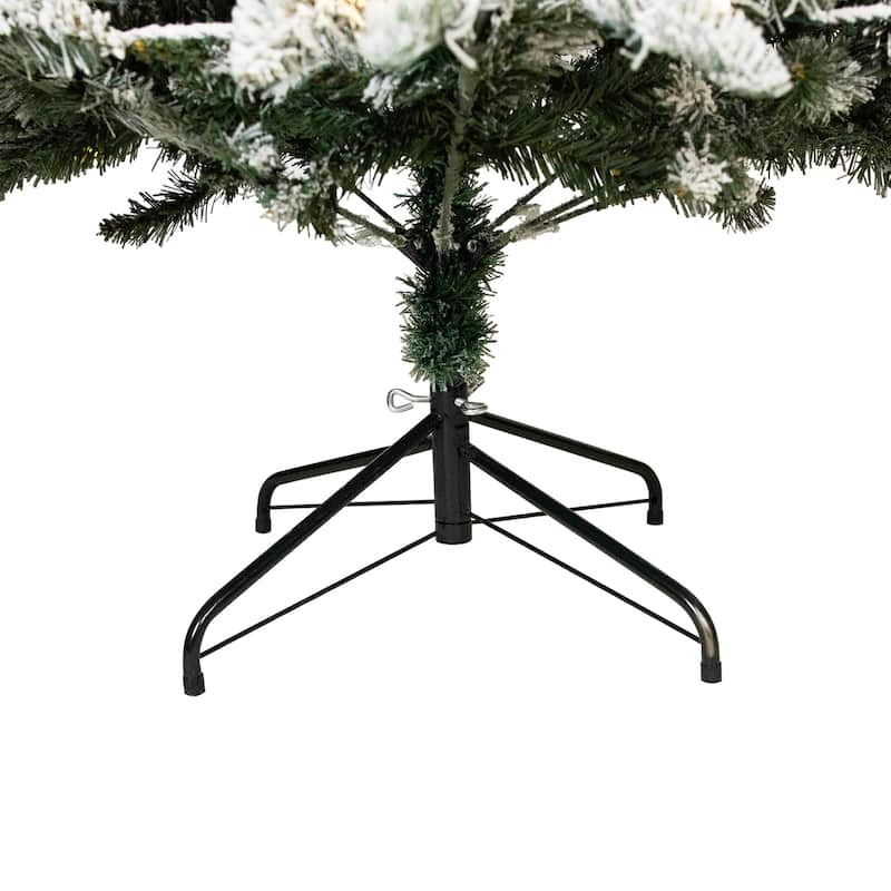 7.5' Slim Nordmann Fir Flocked Artificial Tree Warm Clear LED - 7.5 Foot