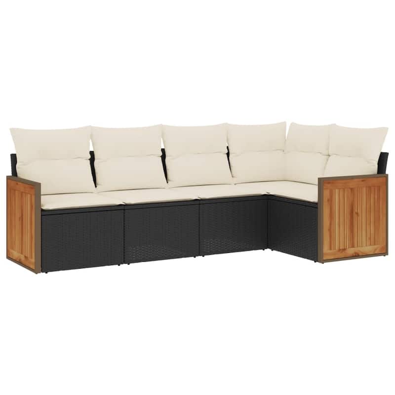vidaXL Patio Sofa Set with Cushions Outdoor Conversation Furniture Poly Rattan - 24.4 x 24.4 x 27.2