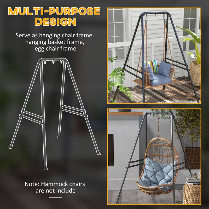 Outsunny Hammock Chair Stand, Hanging Heavy Duty Metal Frame Hammock Stand for Hanging Hammock Air Porch Swing Chair