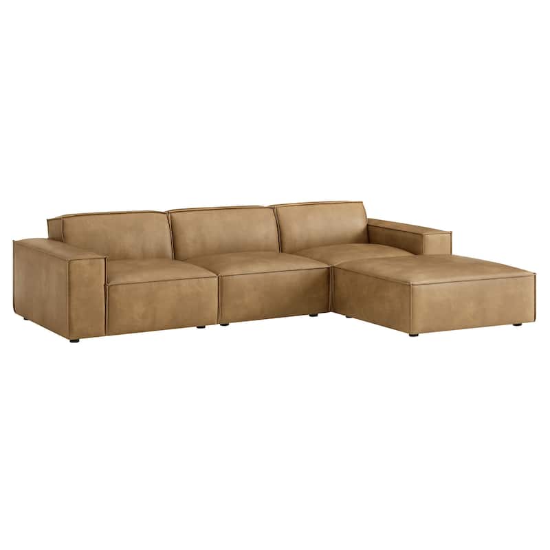 Restore 4-Piece Vegan Leather Modular Sofa Set with Ottoman