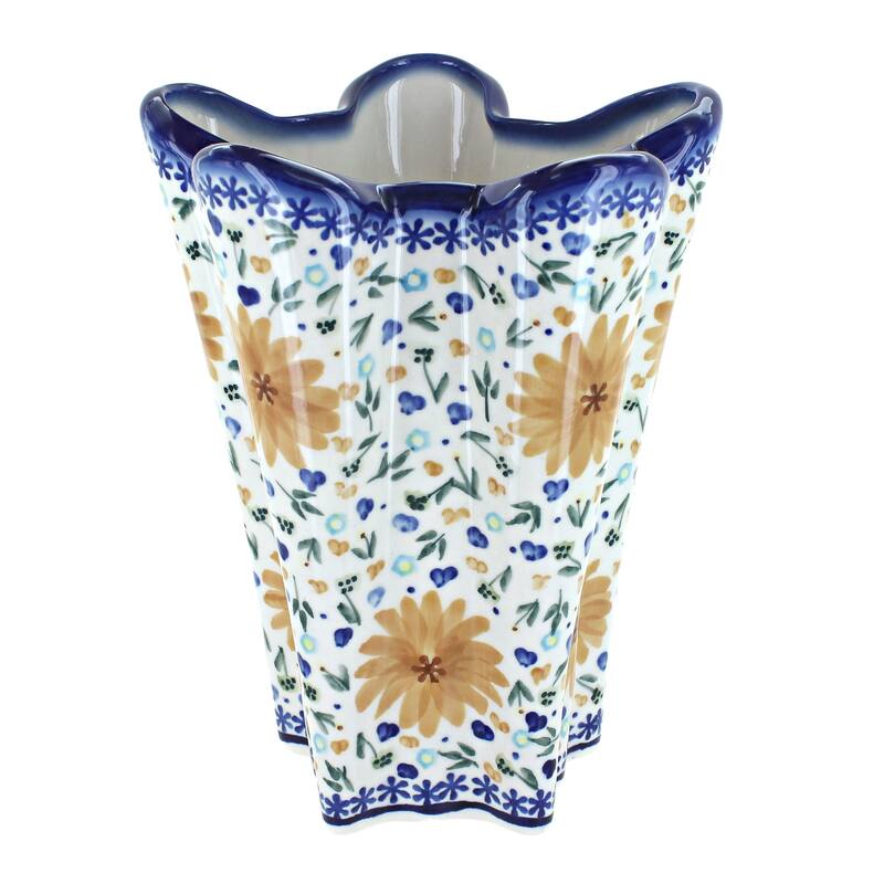 Blue Rose Polish Pottery 30-4 WR Unikat Large Vase - Yellow Daisy