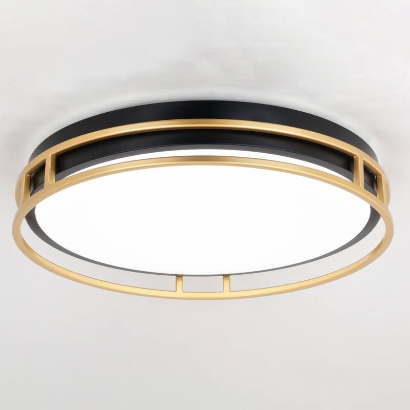 Northgate 16-in W Integrated LED Matte Black and Satin Gold Contemporary Flush Mount Ceiling Light Fixture