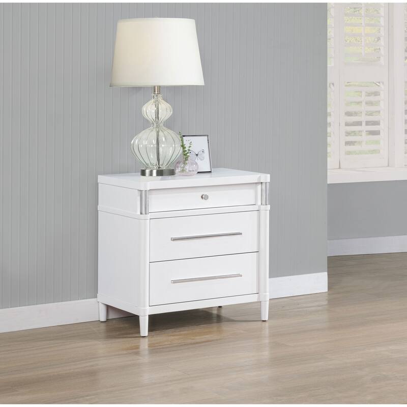 Gracemont 3-drawer Bedroom Nightstand Bedside Table White