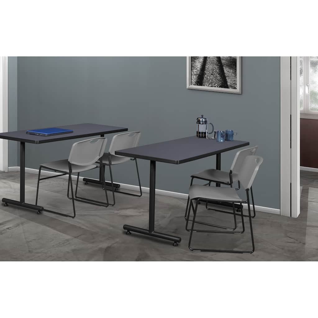 48" x 30" Training Table- Grey and 2 Stack Chairs- Grey - 48 x 30 inches