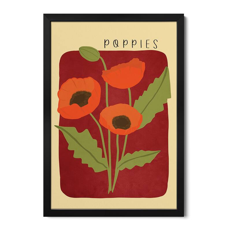 Poppies Premium Framed Poster by Viviana Gonzalez - Black - 32x24x1