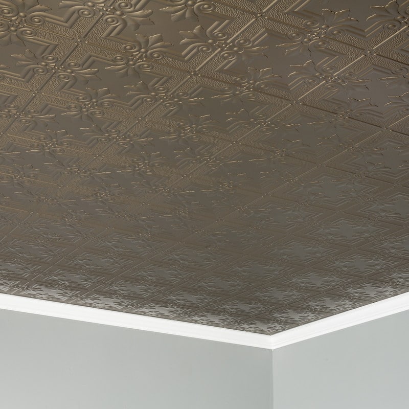 FASÄDE Regalia Decorative Vinyl 2ft x 4ft Glue Up Ceiling Panel in Argent Bronze (5 Pack)
