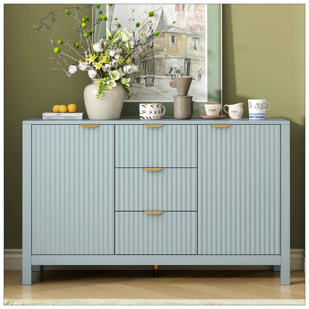 Entryway Cabinet with Wave Design with 3 Adjustable Shelves