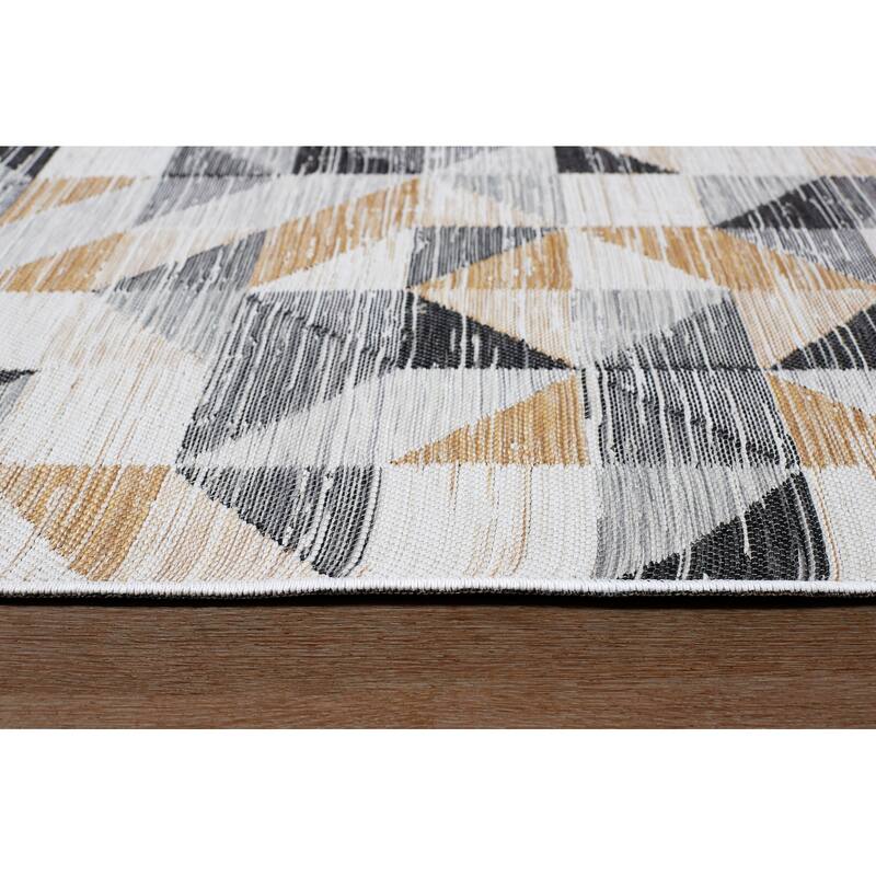 Terra by Obeetee Plaza Tiles Neutral Rug