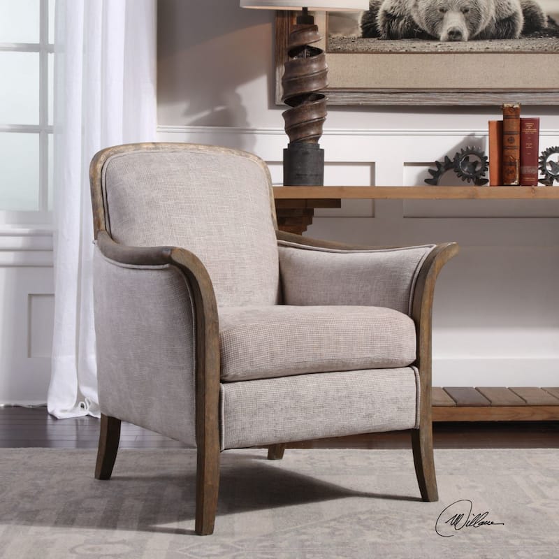 Uttermost Brittoney 32 Inch Tall Wood Framed Arm Chair with Fabric