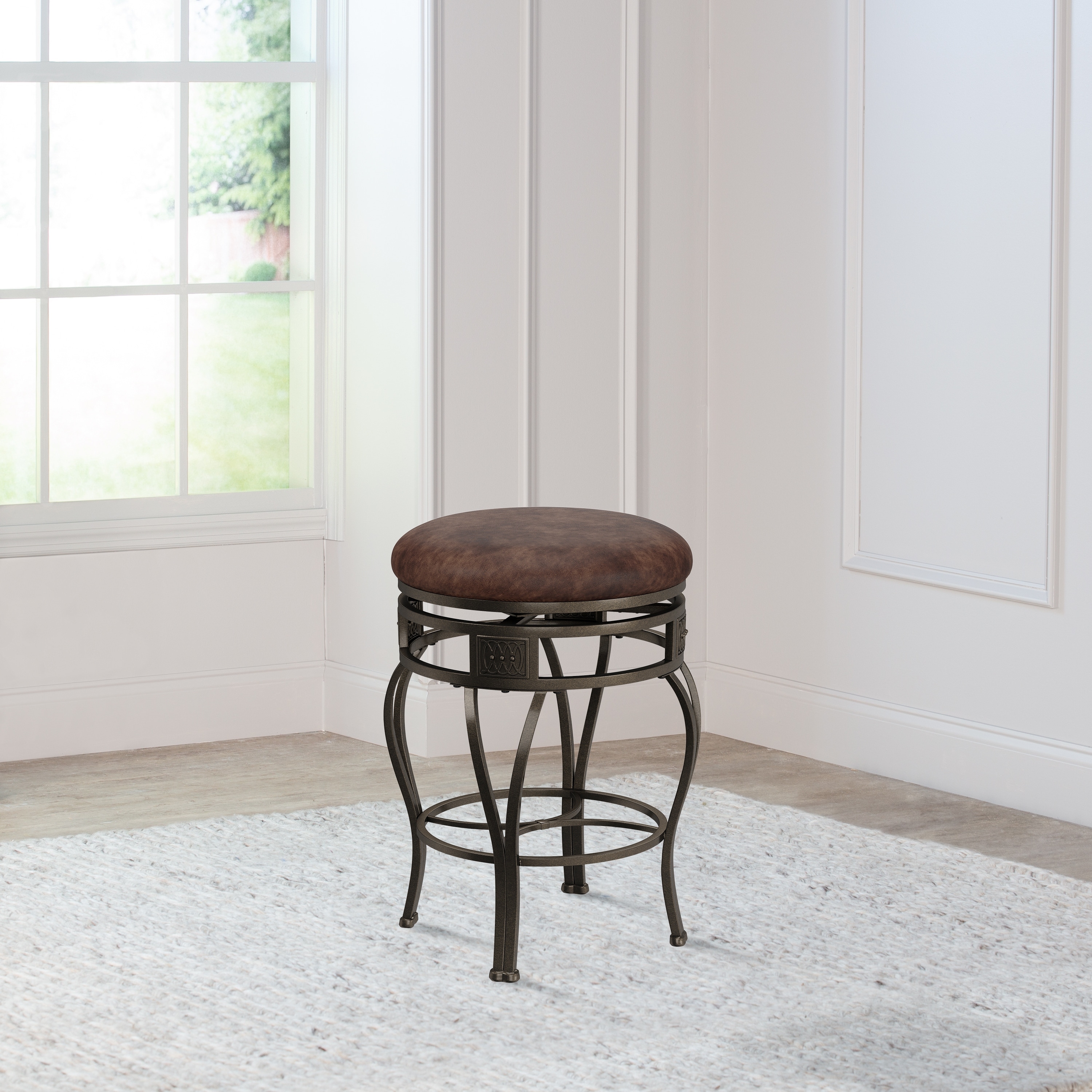 Hillsdale Furniture Montello Metal Backless Swivel Stool Old Steel