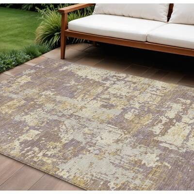 HomeRoots Abstract Transitional Rectangle Outdoor Rug