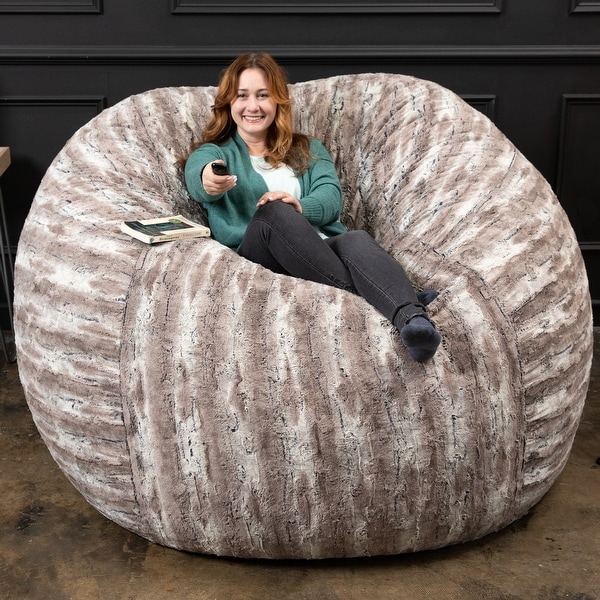 Jaxx Saxx Faux Hide Bean Bag Chair, Machine-Washable, Removable