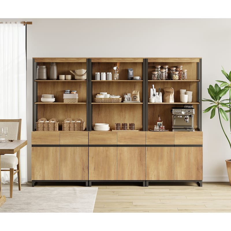 WAMPAT Modern 72" Tall Bookcase with Metal Base and Adjustable Shelves, Library Book Shelf with Storage Cabinet