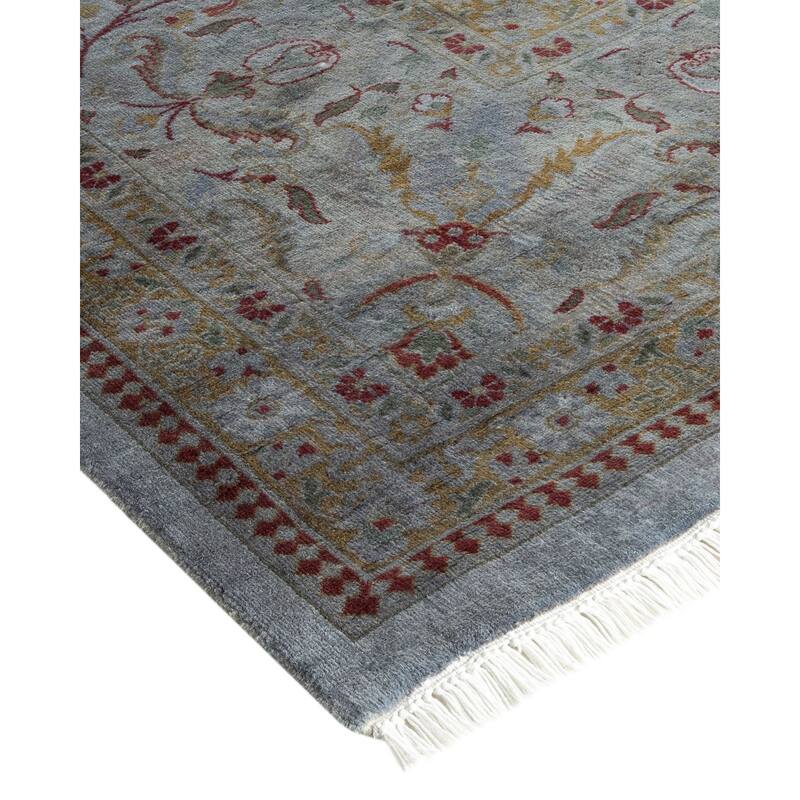 Overton Hand Knotted Wool Vintage Inspired Modern Contemporary Overdyed Gray Area Rug - 10' 1" x 14' 5"