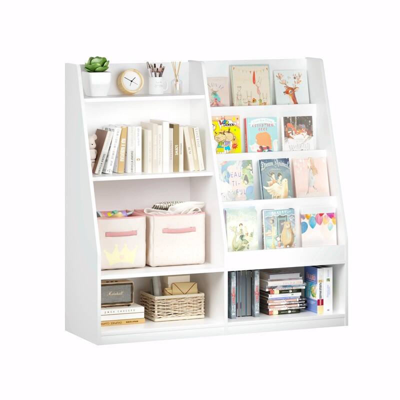 Kids Wooden Bookshelf and Toy Storage Organizer with 4-Tier Shelves