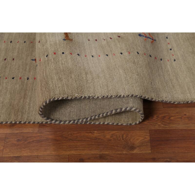 Little Animals Tribal Gabbeh Area Rug Hand-Knotted Wool Carpet - 6'6"x 9'10"
