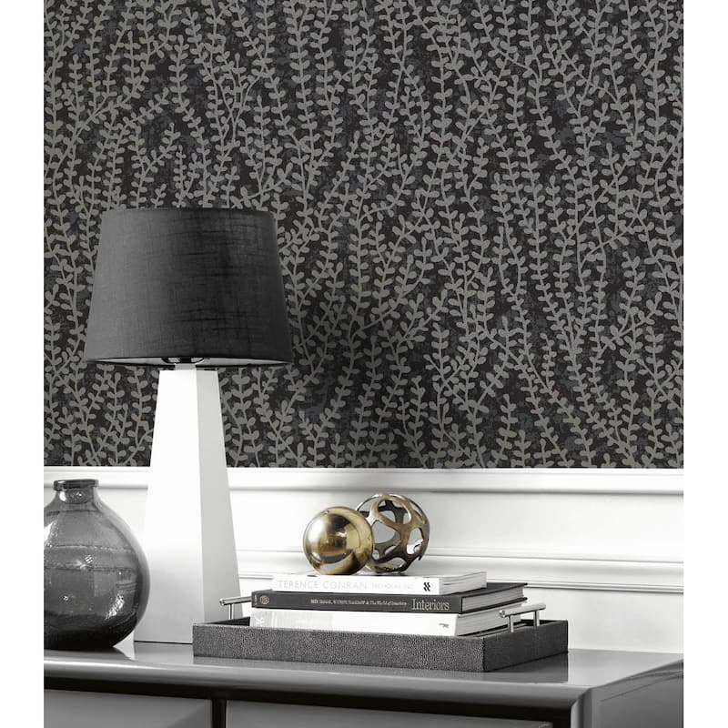 Seabrook Designs Seaweed Beaded Branches Nonwoven Unpasted Wallpaper