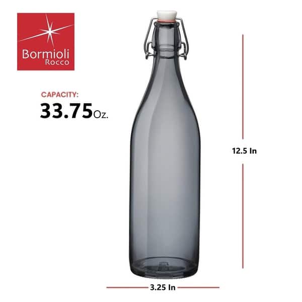 dimension image slide 0 of 2, Bormioli Rocco Set of 2 Giara Glass Bottles with Leak Proof Lid