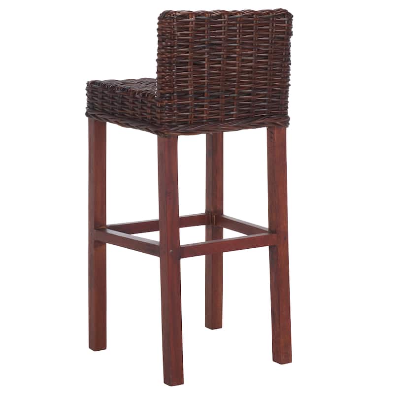SAFAVIEH Tana -30 Inch Thomas Indoor Wicker Brown Bar Stool - 17.7" x 17.7" x 37.4" - 18Wx18Dx37H