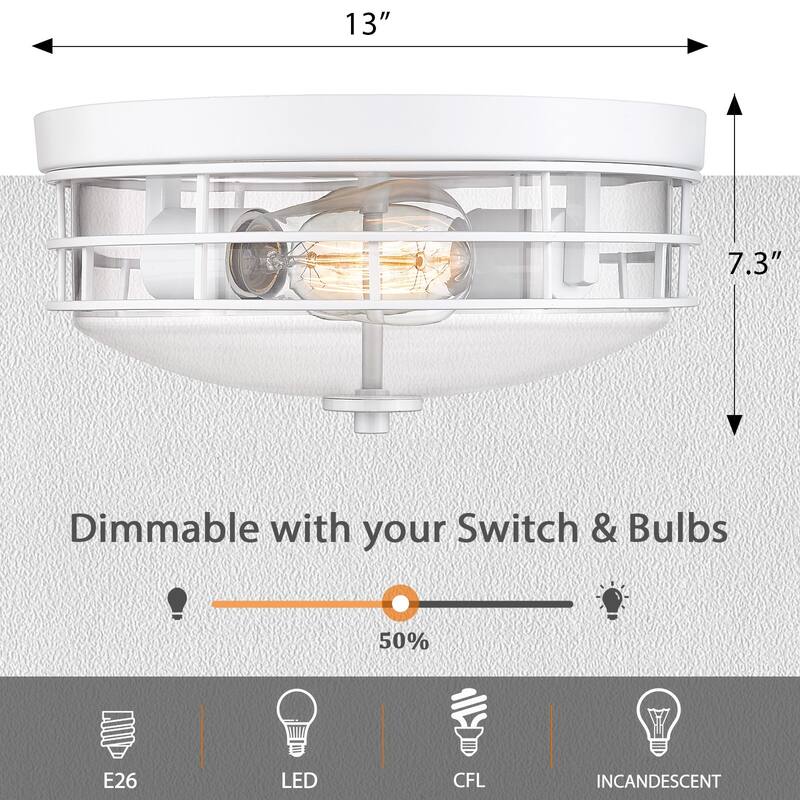Industrial Flush Mount Ceiling Light Fixture,13in. for Entryway Bedroom Hallway