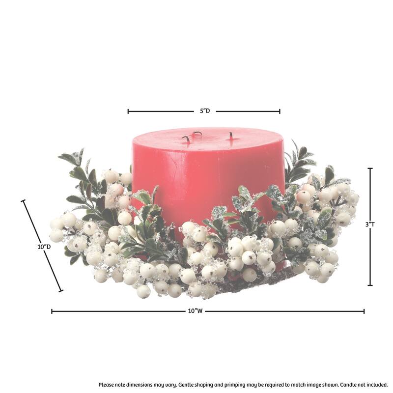 Iced Berry Boxwood Candle Ring Set of 2