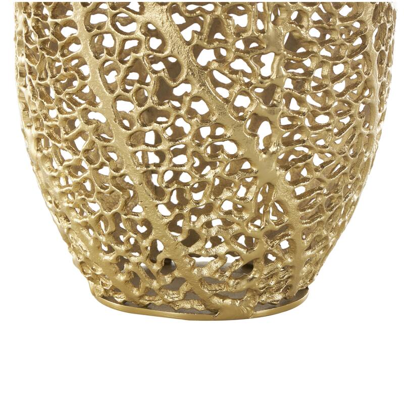 Aluminum Metal Abstract Metallic Coral Inspired Decorative Vase - Gold - Roche River Decor
