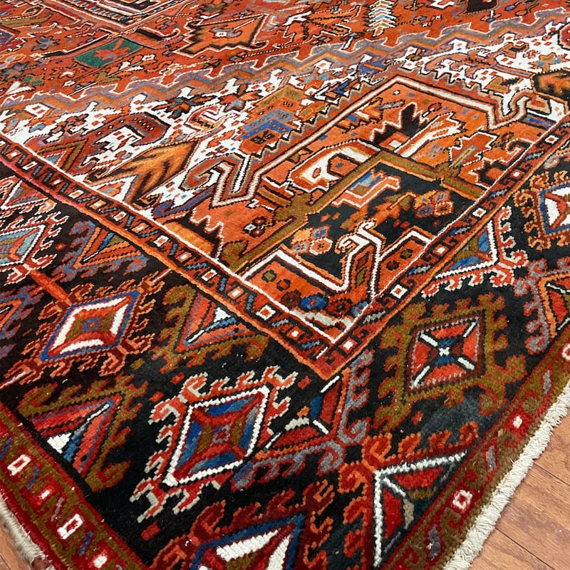 HERAT ORIENTAL Handmade Fine Persian Heriz Wool Rug - 9'5" x 12'