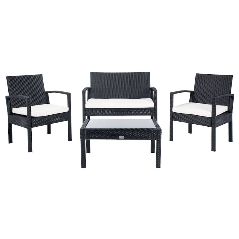 SAFAVIEH Outdoor Bassey 4-Piece Conversation Patio Set. - 39.78" x 24.18" x 32.37"
