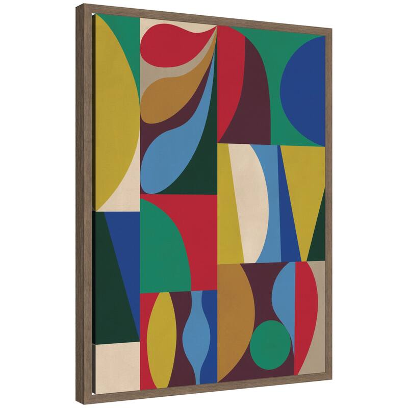 Kate and Laurel Abstract 04 by Rachel Lee Framed Canvas Wall Art Print - 18 x 24 - Brown
