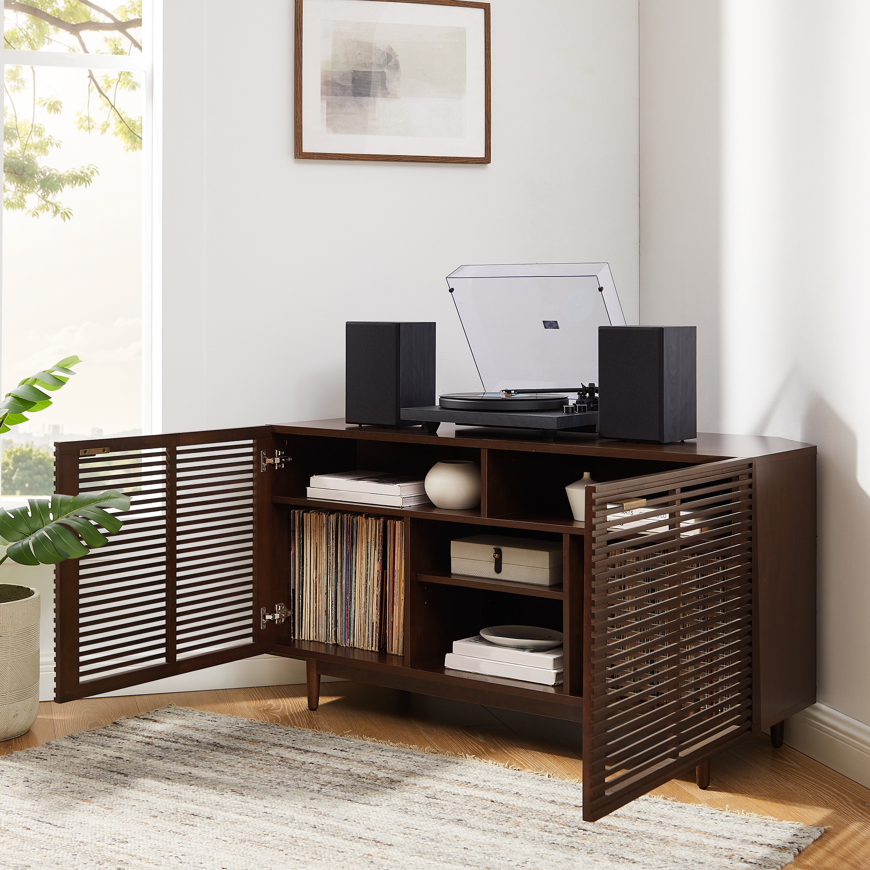 Crosley Cameron Corner Record Player Cabinet With Vinyl Storage