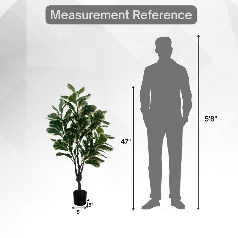 XBrand 47.2-Inch Artificial Ficus Tree - Realistic Indoor Faux Plant with Bendable Branches and Pre-Potted Design