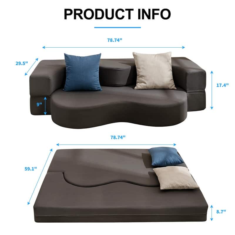 Mixoy Convertible Futon Sofa Bed, Foldable, Foam Folding Mattress Sleeper, Cloth Fabrics Floor Couch Lounge Sleeper Bed