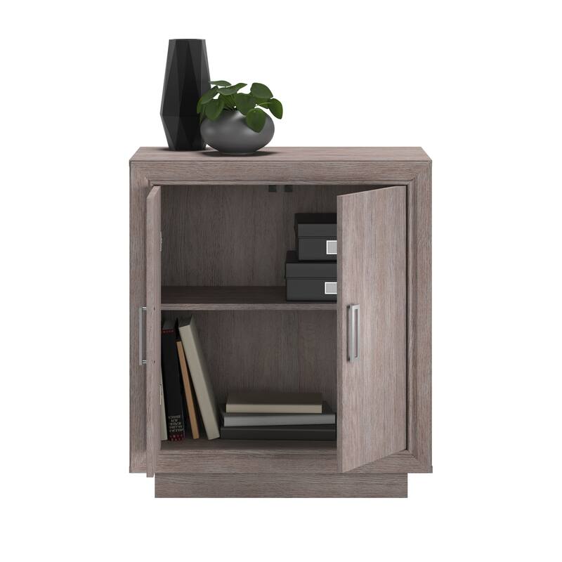 Wood Storage Cabinet with Functional Design, Medium Gray - 29.29"W x 16.14"D x 33.07"H