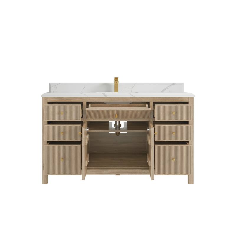 Willow Collections 60 in. W x 22 in. D Sonoma Teak Wood Single Sink Bathroom Vanity with Countertop