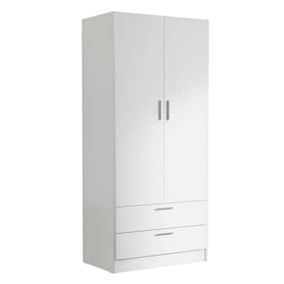 Madesa 2 Door 2 Drawer Wardrobe with Hanging Space 31"L