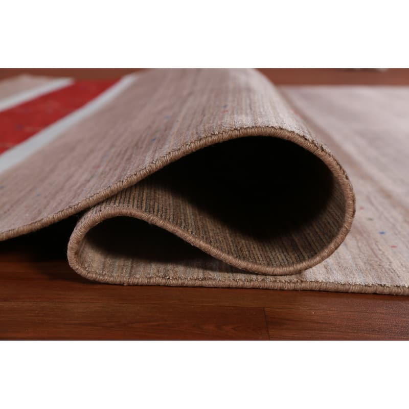 Hand Knotted Oriental 100% Wool Carpet Tribal Tribal Brown Gabbeh Area Rug - 9' 11'' X 7' 9''