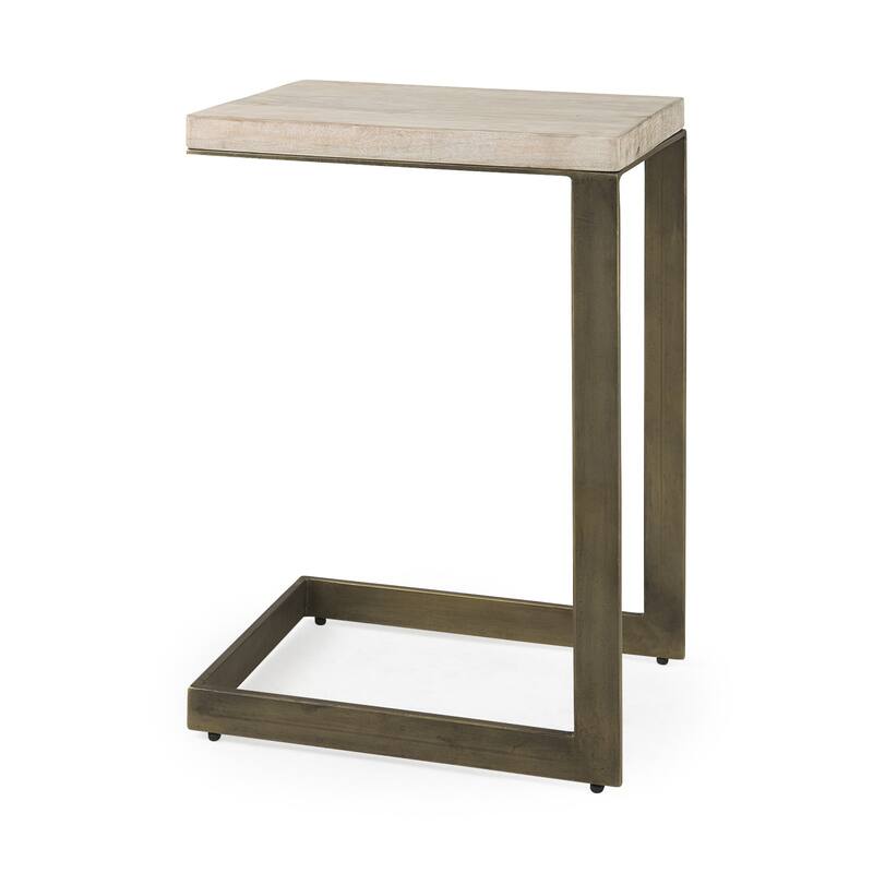 Modern Wash and Nickel C Shape TV Table - 26" H x 18" W x 14" D