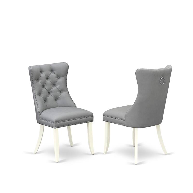 East West Furniture Dining Set Contains a Rectangle Kitchen Table and Upholstered Chairs, Linen White (Pieces Options)