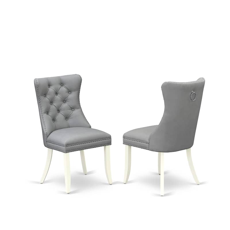 East West Furniture Kitchen Set Includes a Round Dining Table and Parson Chairs, Linen White (Pieces Options)