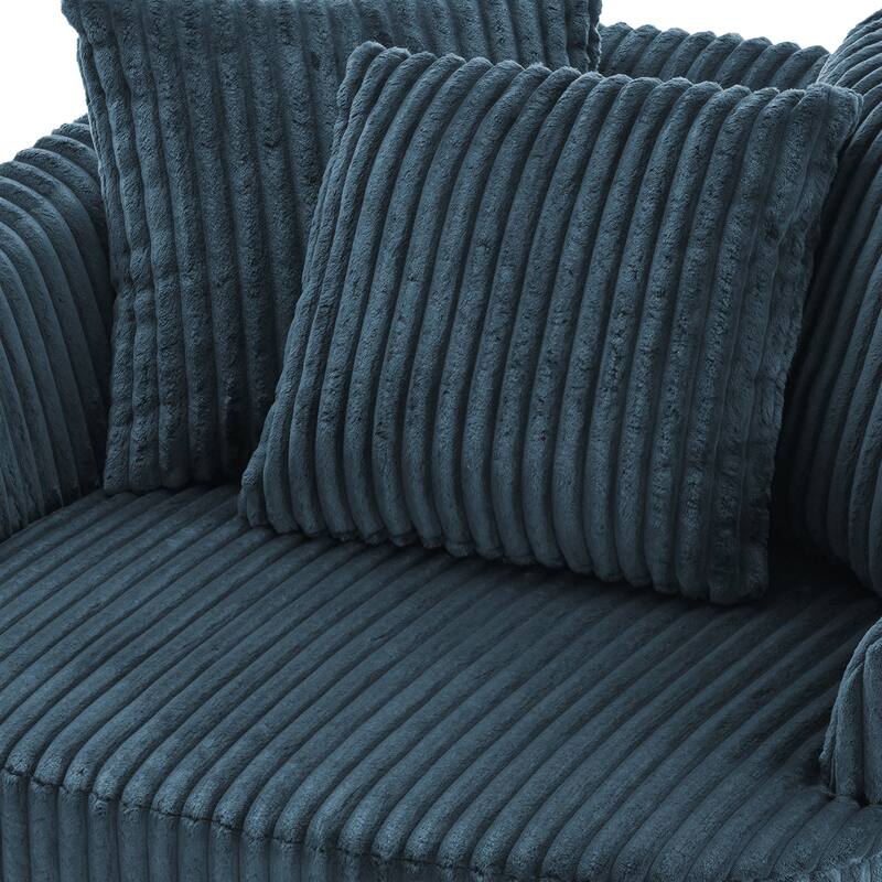UIXE Oversize 43" Plush Corduroy Swivel Barrel Chair Comfy Accent Chair For Living Room
