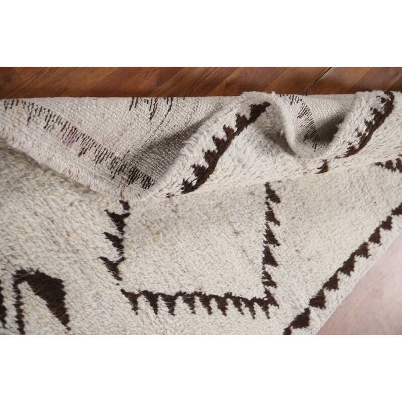 Plush Turkish Anatolian Runner Rug Hand-knotted Geometric Wool Carpet - 3'4"x 11'4"