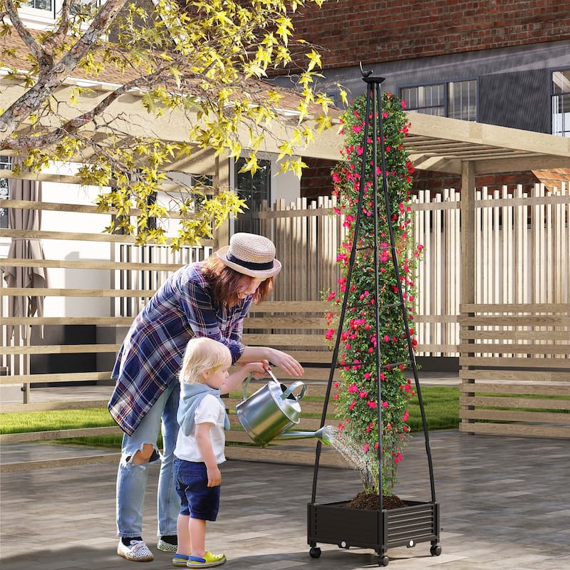 Gymax 81'' Garden Obelisk Trellis for Climbing Plants Tall Plant