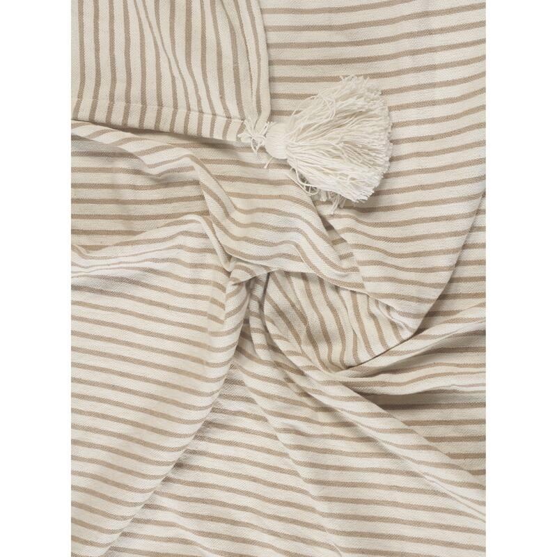 Sevita Gray and Ivory Striped Tasseled Throw Blanket