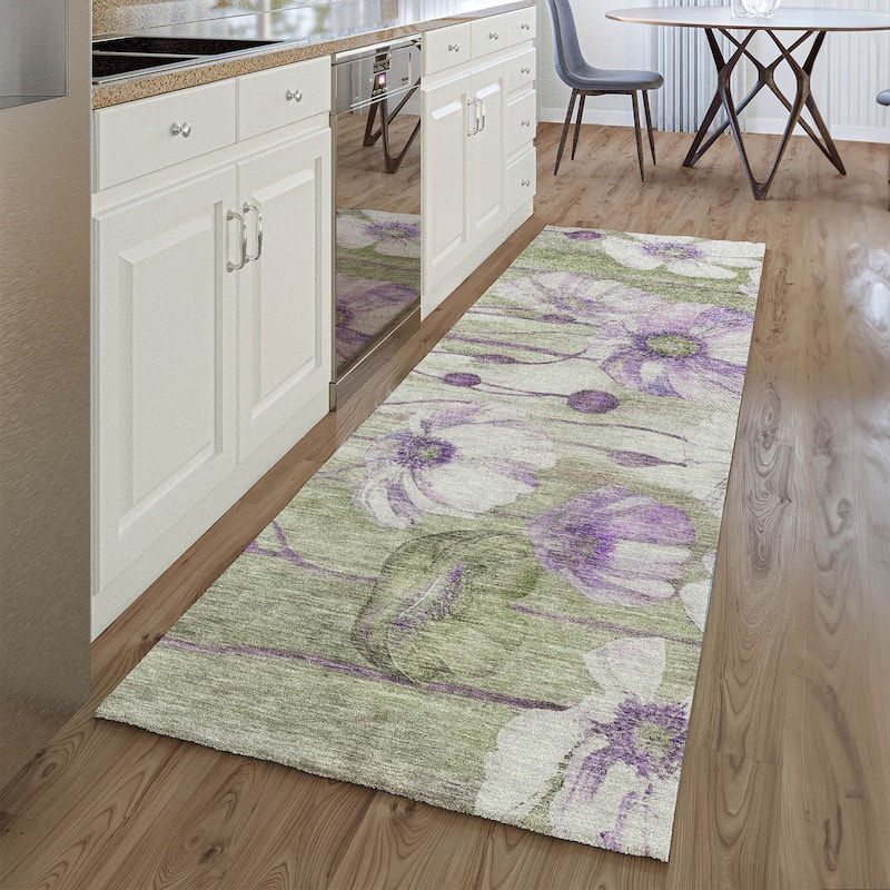 Premium Washable Super Soft Modern Floral Mayfield Rug - Purple - 2' 3" x 7' 6"