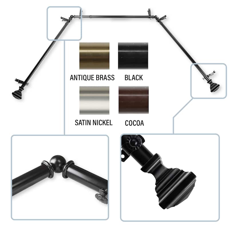 InStyleDesign Saturnino 13/16" Bay curtain rod 20"-36", 38"-72" - Black