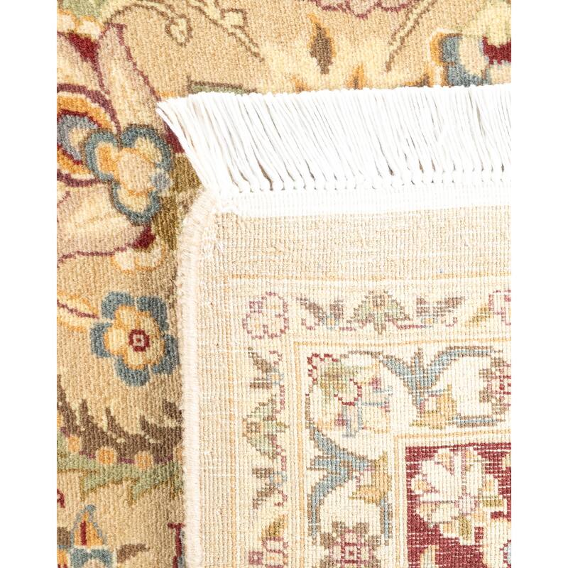Overton Hand Knotted Wool Vintage Inspired Traditional Mogul Ivory Square Area Rug - 6 x 9