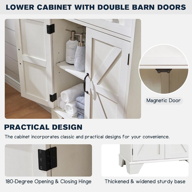 72" Tall Bathroom Storage Cabinet, Farmhouse Storage Cabinet